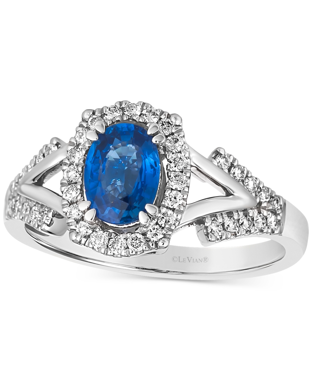 Le Vian Couture Blueberry Sapphire (3/4 Ct. T.w.) & Vanilla Diamond (1/4 Ct. T.w.) In Platinum In Platinum Ring . Dia . Sa