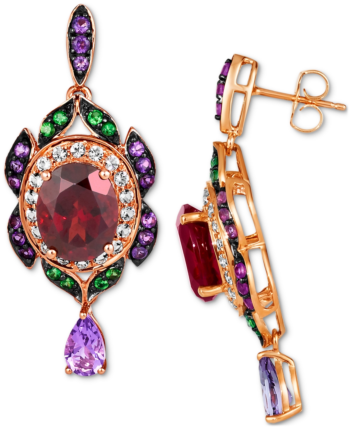 Le Vian Multi-gemstone Drop Earrings (7 Ct. T.w.) In 14k Rose Gold In Multi