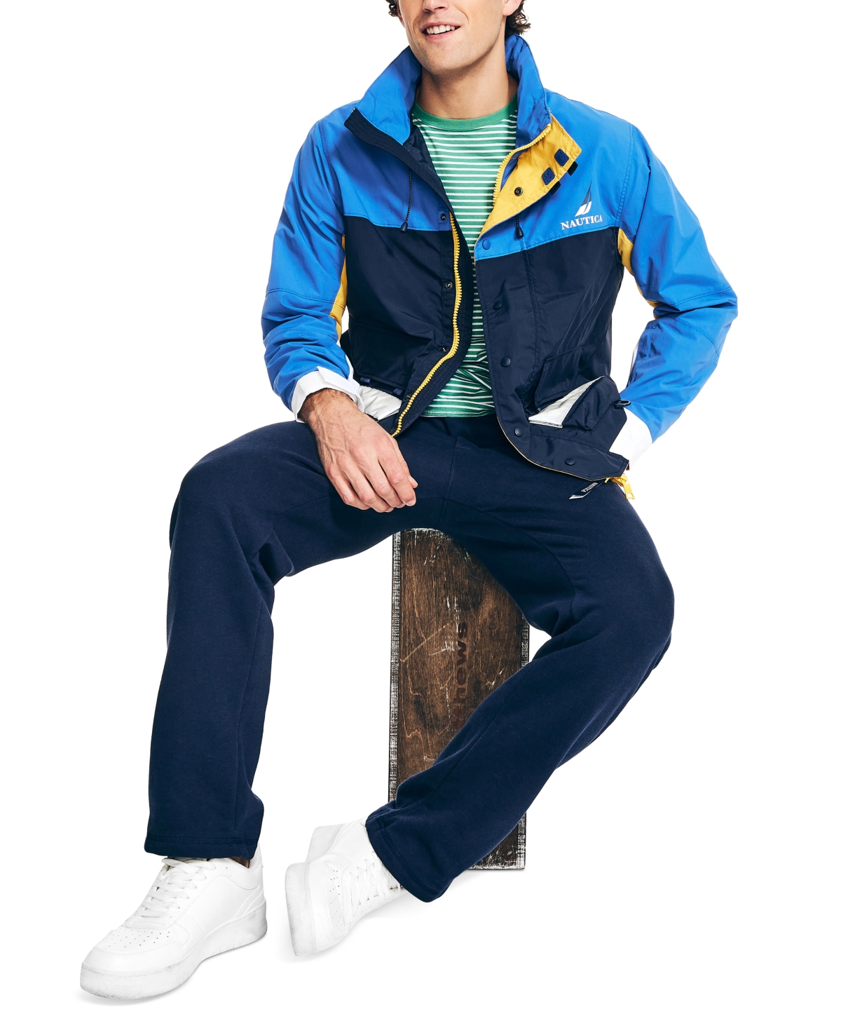 Nautica Men's Sail Racing Lightweight Hooded Jacket In Bolt Blue