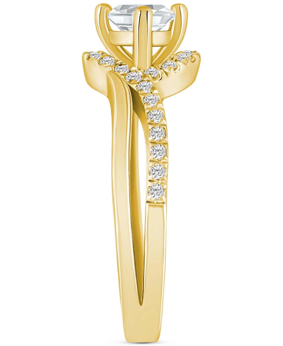 Diamond Swirl Halo Engagement Ring (3/4 ct. t.w.) in 14k White, Yellow or Rose Gold