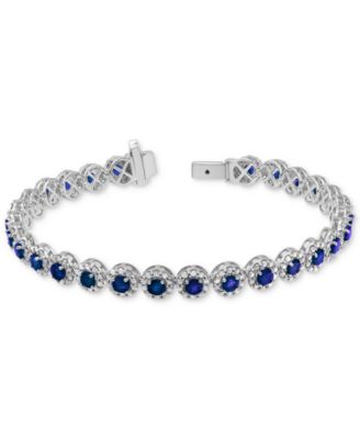 Sapphire (5-1/2 ct. t.w.) & Diamond (3 ct. t.w) Tennis Bracelet in 14k White Gold (Also in Ruby and Emerald)