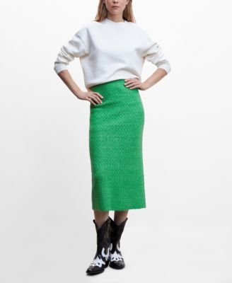 mango green midi skirt