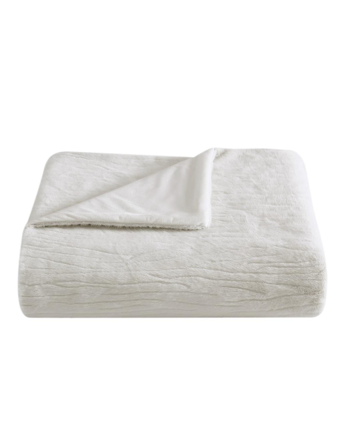 Vera Wang Sculpted Lines Faux Fur Throw Blanket, 60" X 50" Bedding In Ivory