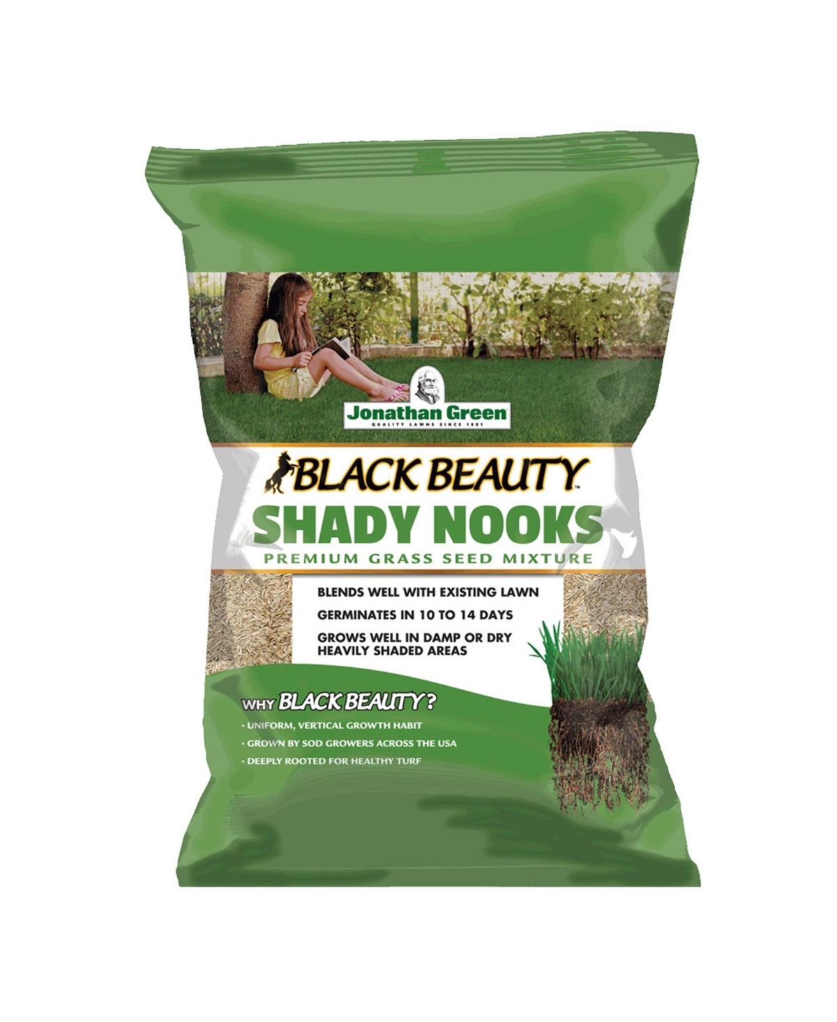 (#11957) Black Beauty Shady Nooks Grass Seed - 3lb bag - Brown