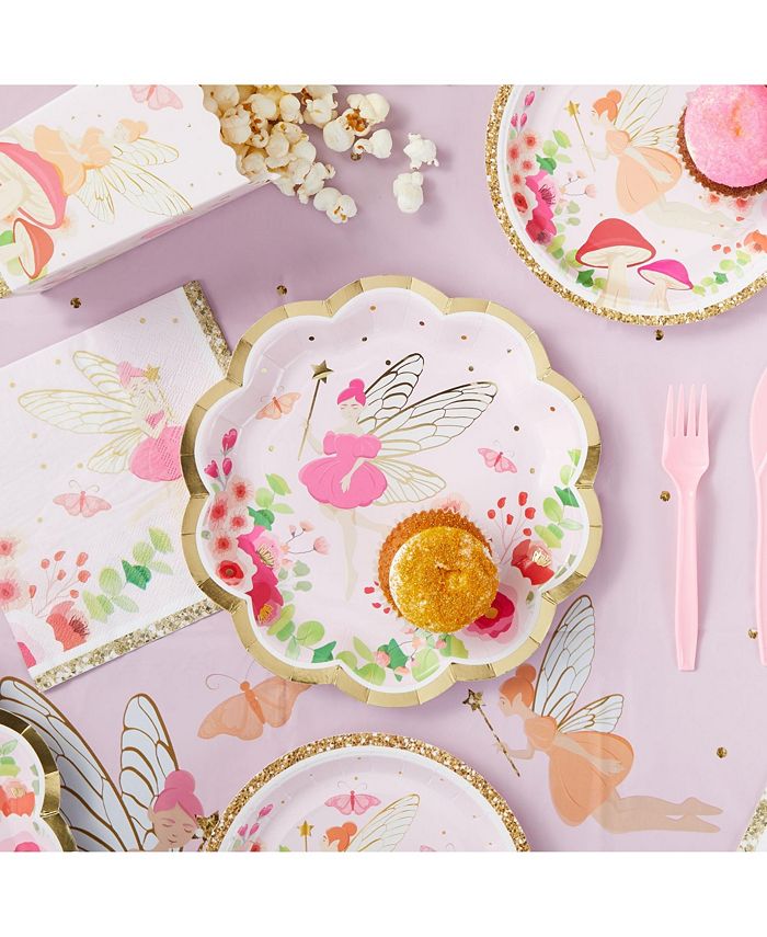 Sparkle and Bash Fairy Tea Party Paper Plates for Girls Floral Birthday