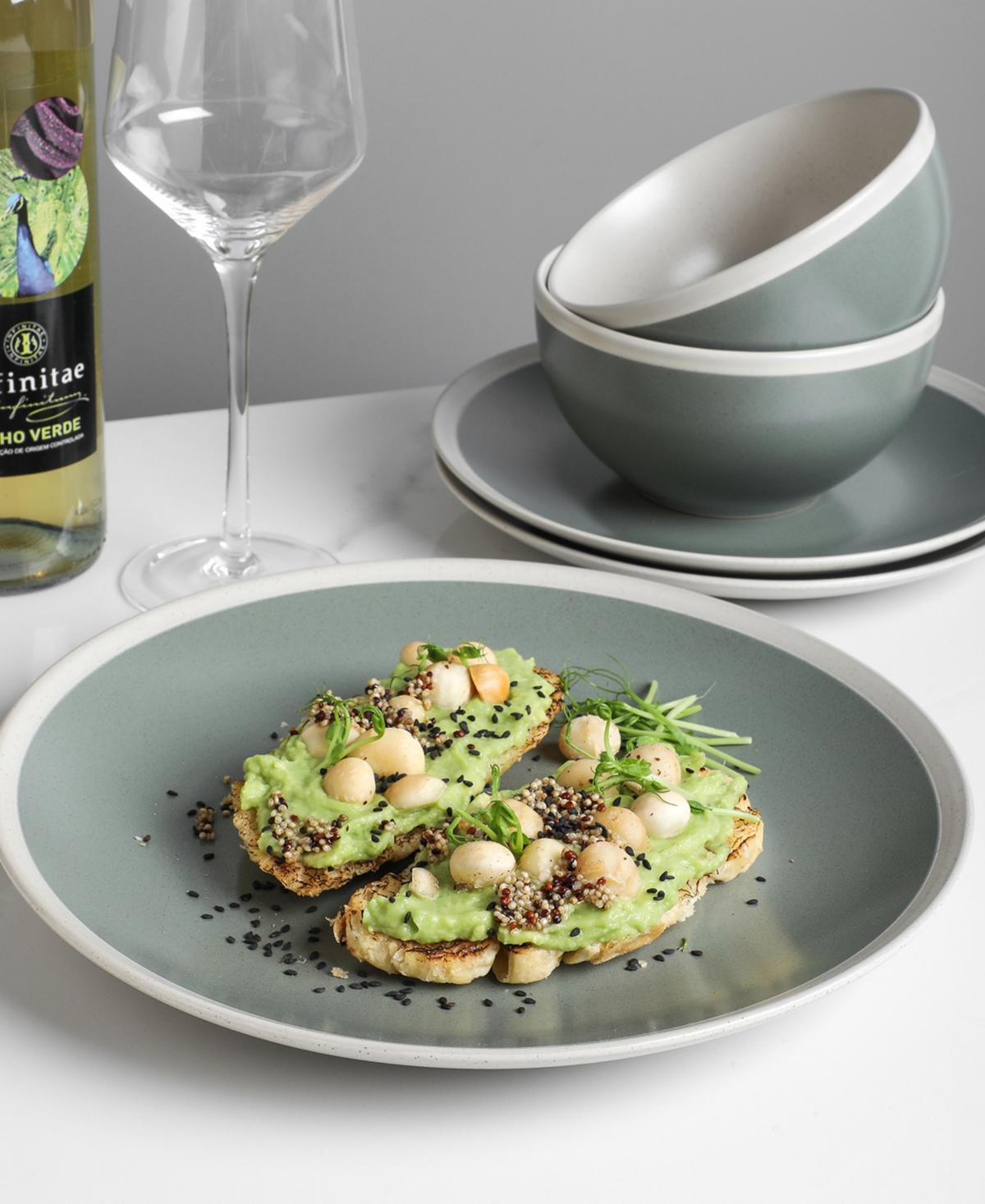 Stone Lain Serenity Pc. Dinnerware Set, Service For 4 - Green and Cream