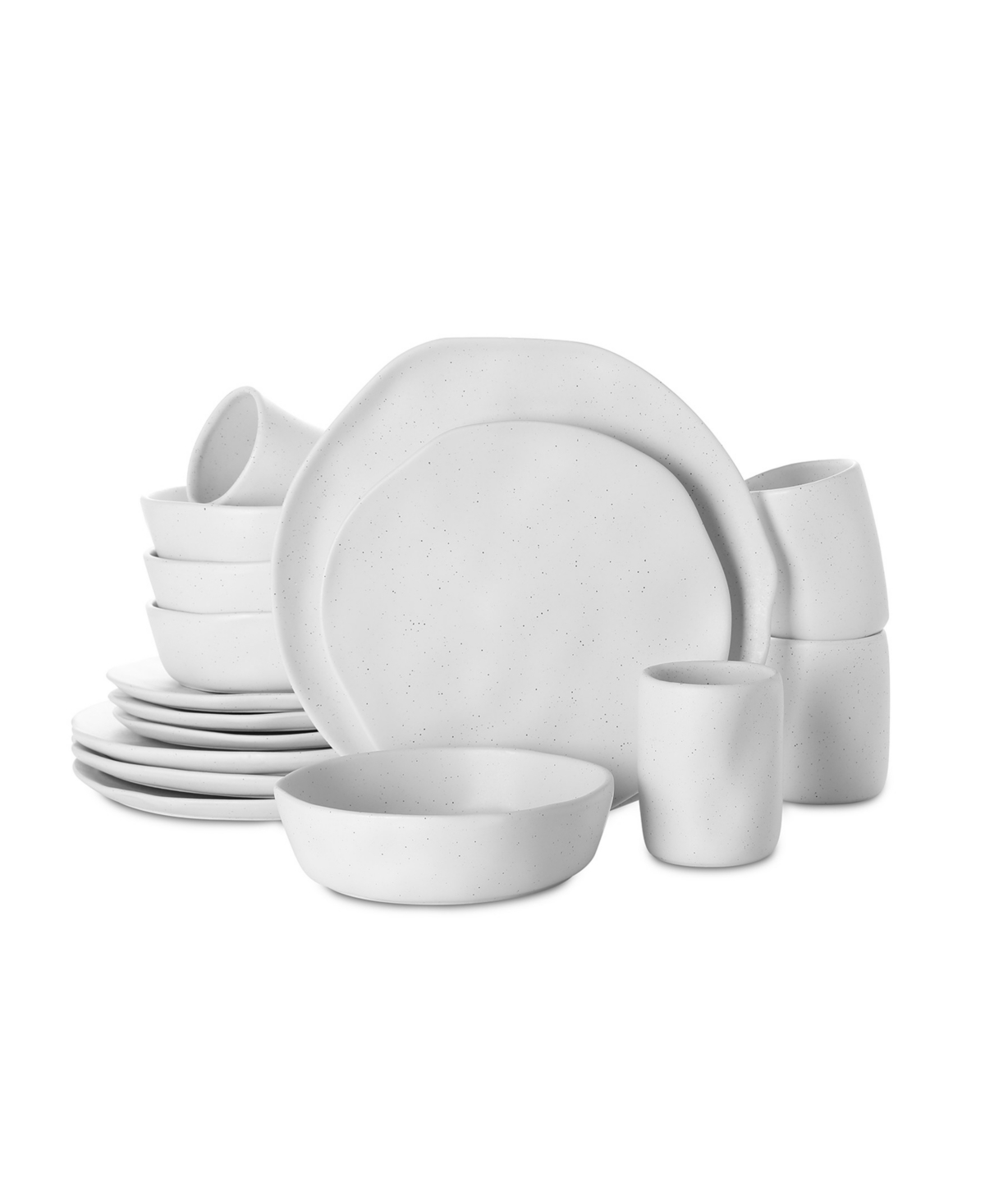 Hekonda Stoneware 16 Pieces Dinnerware Set, Service for 4 - White Speckled