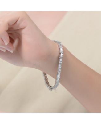 Sterling Silver Rhodium Plated Clear Cubic Zirconia Tennis Bracelet