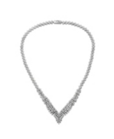 Sterling Silver White Gold Plated Clear Princess with Round and Marquise Cubic Zirconia Cluster Accent Necklace - Silver