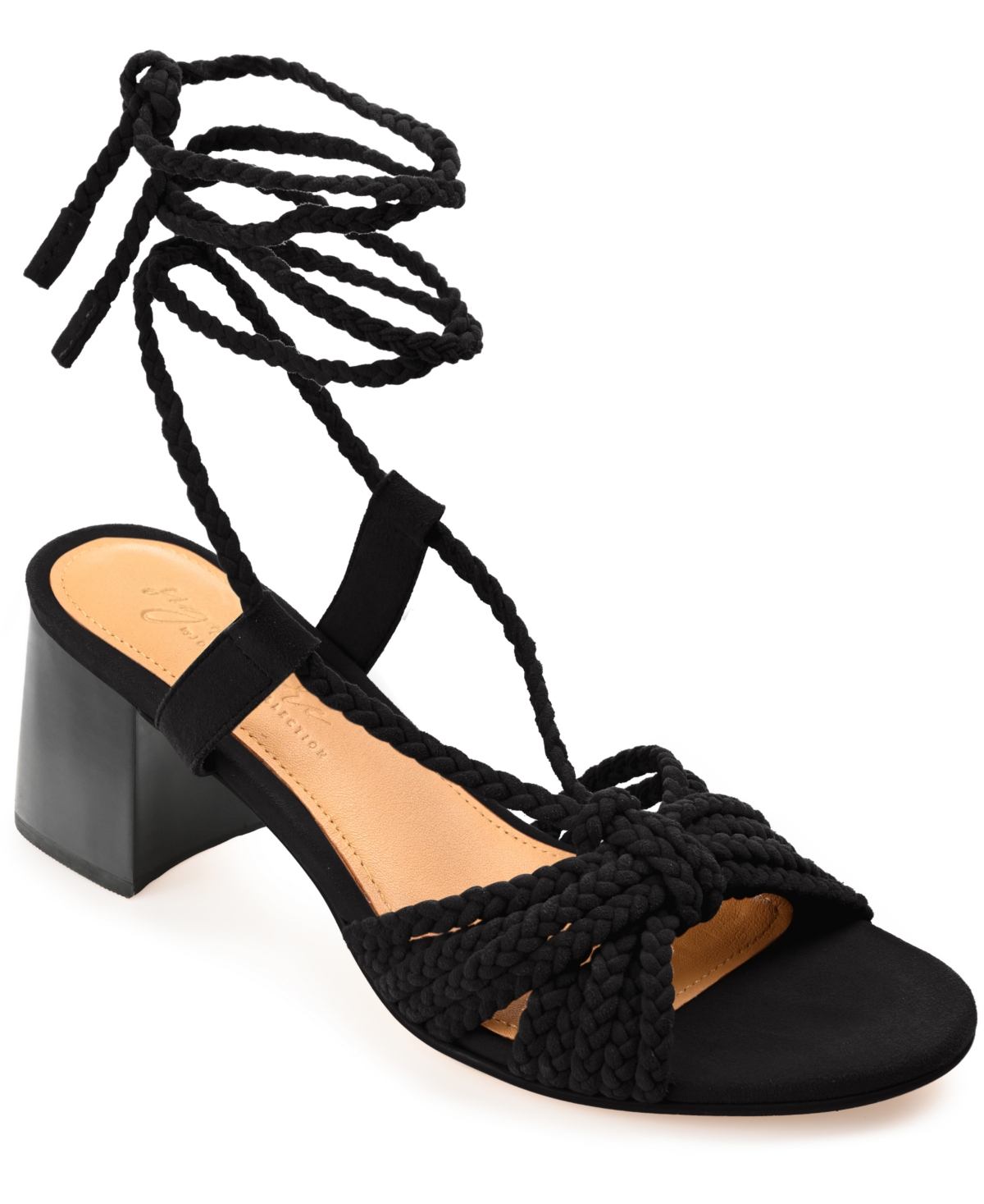 Shop Journee Signature Women's Railee Braided Block Heel Sandals In Black