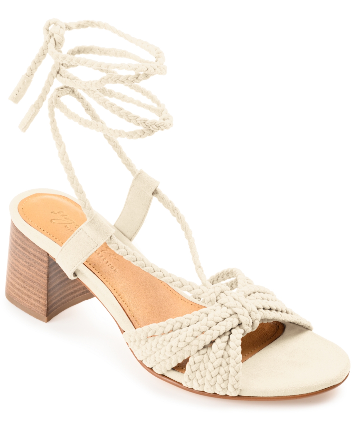 Journee Signature Railee Ankle Tie Sandal In Off White