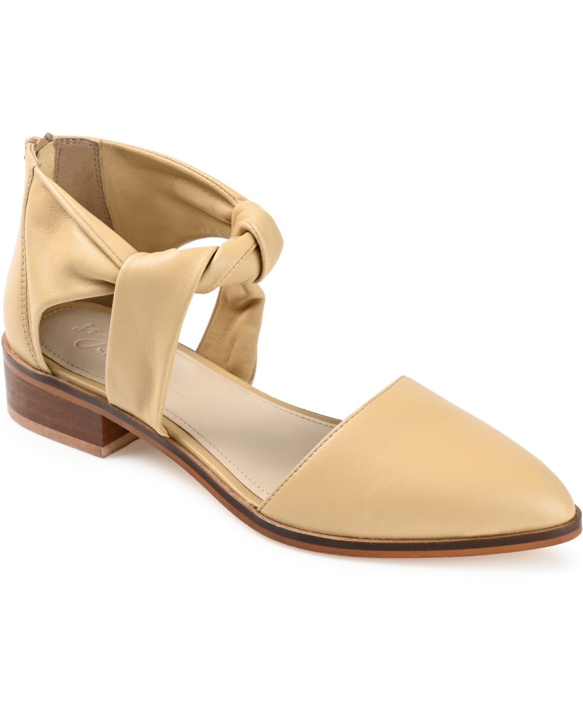 Shop Journee Signature Women's Tayler Twisted Ankle Strap Flats In Tan