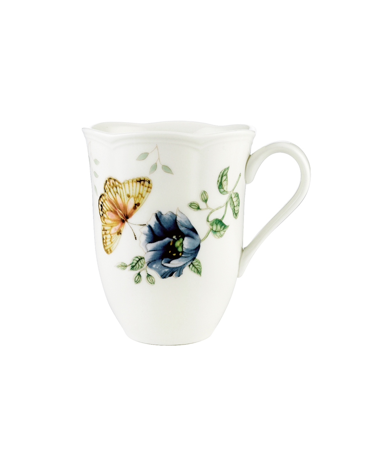 Butterfly Meadow 12 Oz. Floral Porcelain Mug - Orange Sulphur