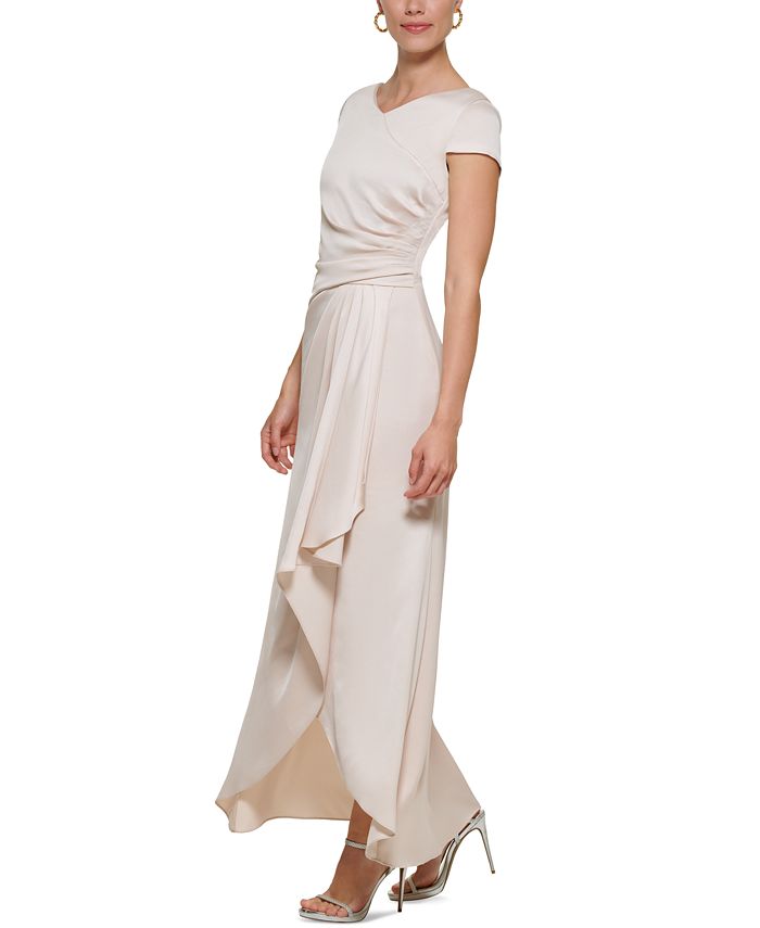 DKNY Women's Ruched Ruffled Crepe-Back-Satin Gown - Macy's