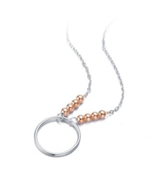 Stylish Sterling Silver Two-Tone Halo Necklace