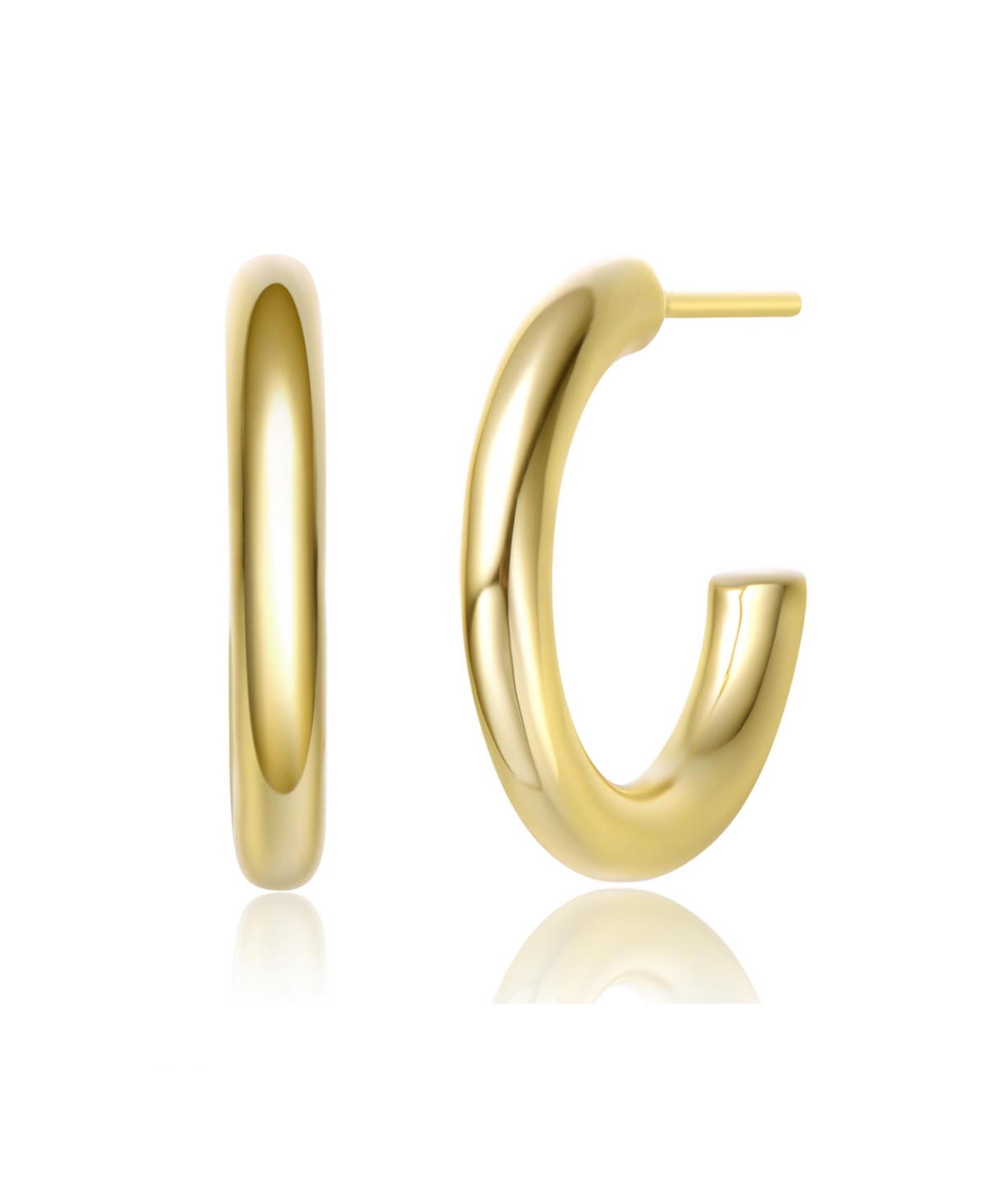 14K Gold Plated Open Hoop Earrings - Gold