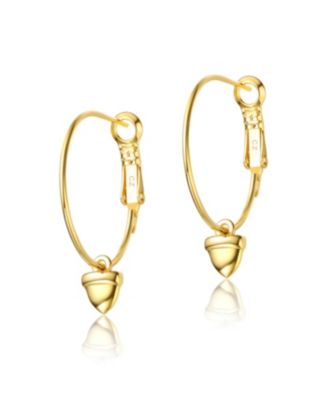 14K Gold Plated Cubic Zirconia Heart Hoop Earrings