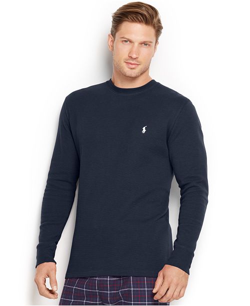 Polo Ralph Lauren Men's Solid Waffle-Knit Crew-Neck Thermal Top ...