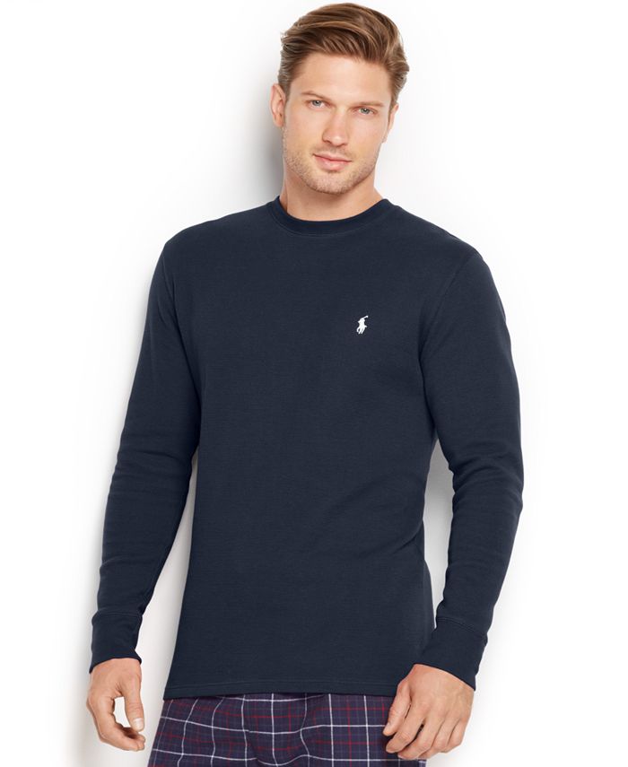 Polo Ralph Lauren Men's Solid Waffle-Knit Crew-Neck Thermal Top 