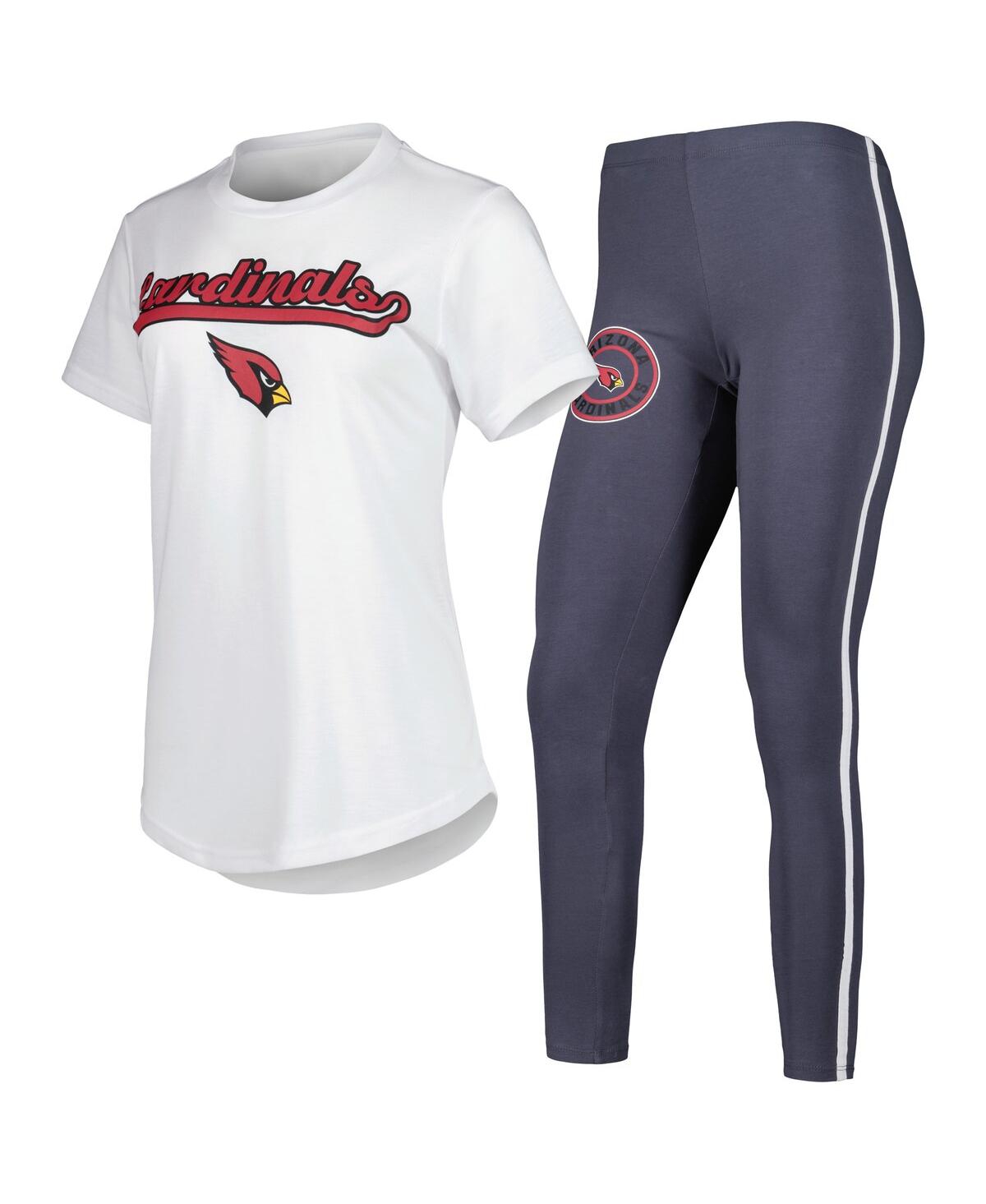 Women's Concepts Sport White, Charcoal Arizona Cardinals Sonata T-shirt and Leggings Sleep Set - White, Charcoal