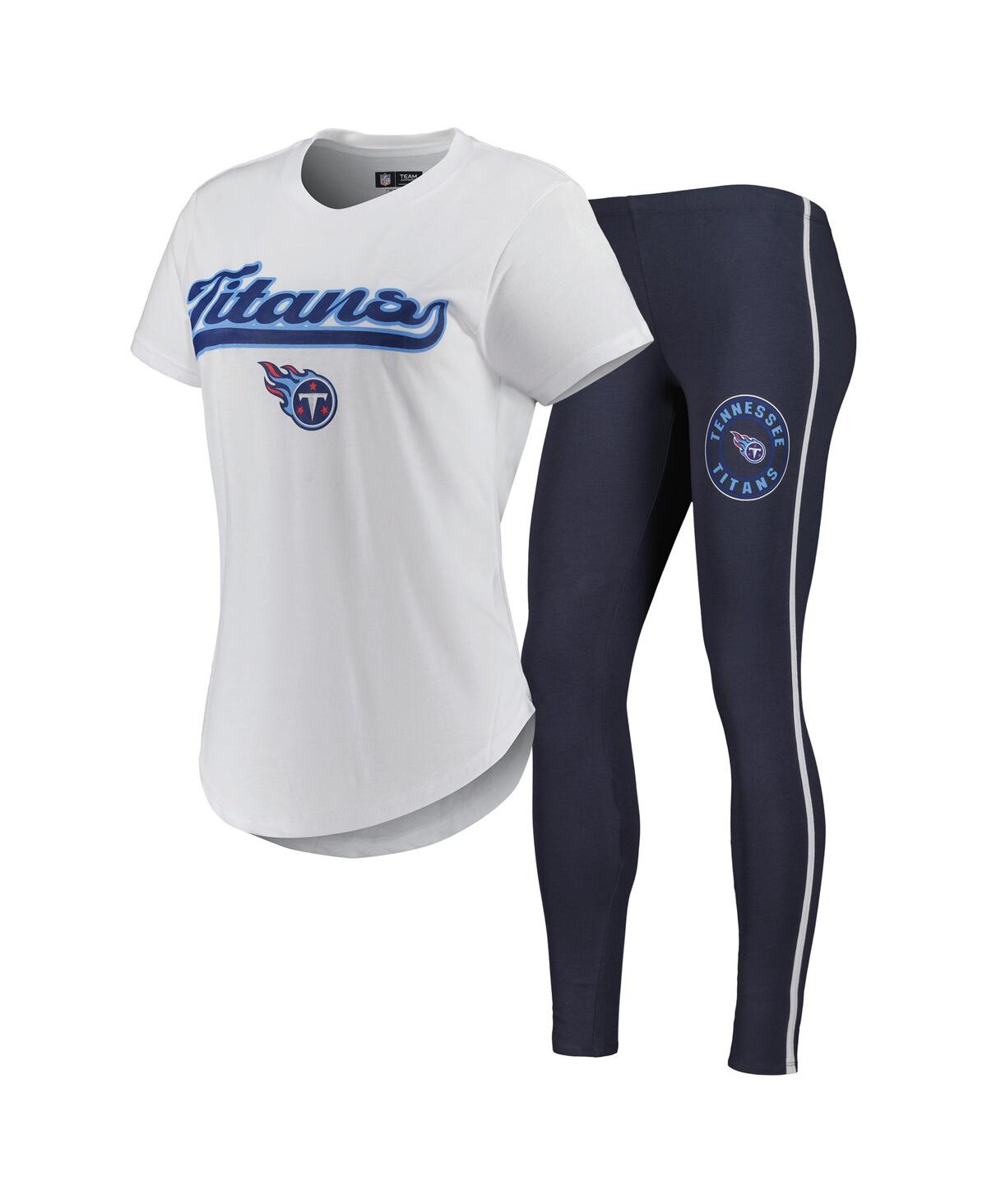 Women's Concepts Sport White, Charcoal Tennessee Titans Sonata T-shirt and Leggings Sleep Set - White, Charcoal