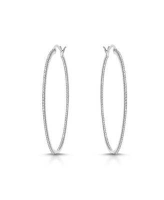 Dazzling Colored Cubic Zirconia Slim Large Hoop Earrings