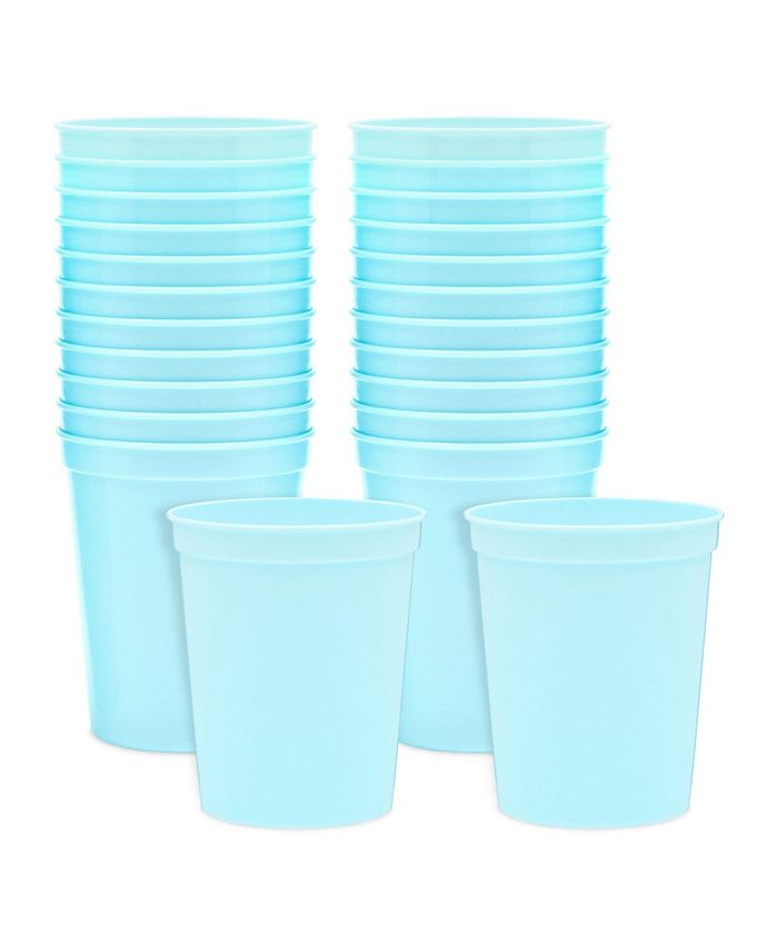 24-Pack 16-Ounce Hot Pink Plastic Stadium Cups, Bulk Reusable