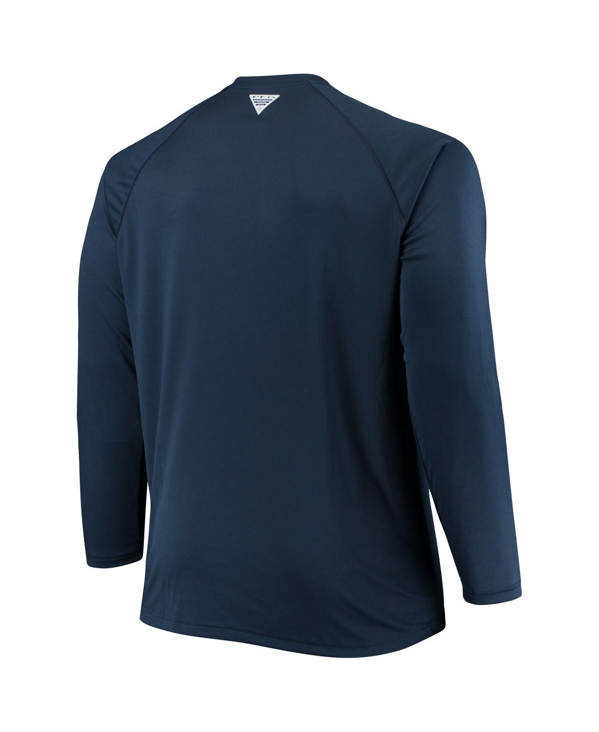 COLUMBIA MEN'S COLUMBIA NAVY MICHIGAN WOLVERINES BIG AND TALL TERMINAL TACKLE LONG SLEEVE OMNI-SHADE T-SHIRT 