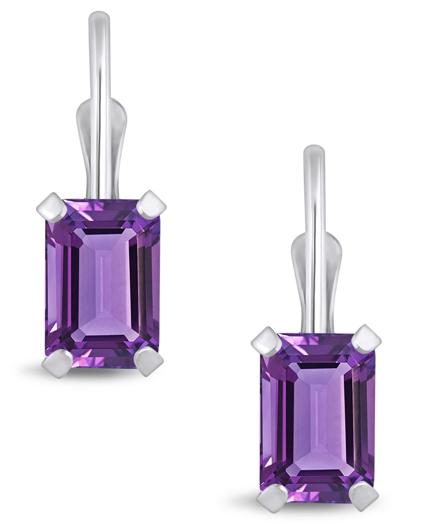 Gemstone Leverback Earrings in 10K White Gold