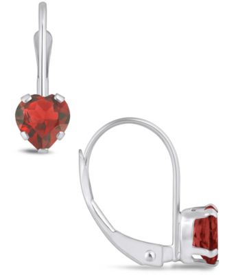 Gemstone Leverback Earrings in 10K White Gold