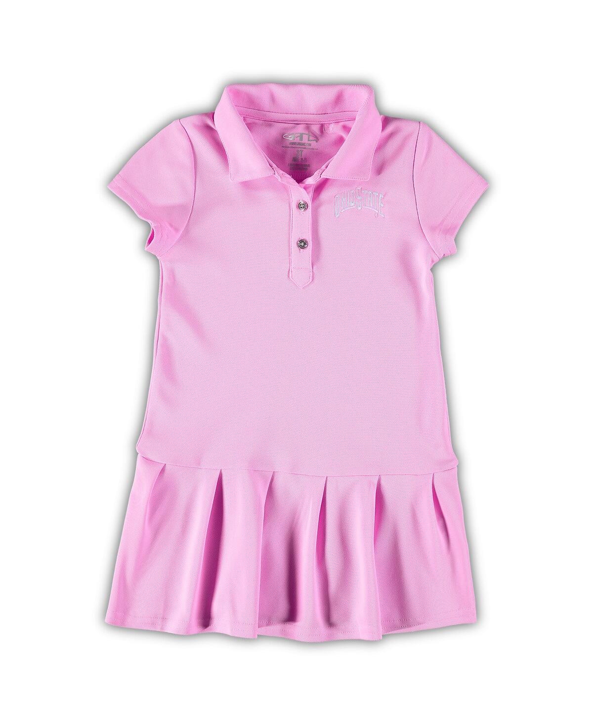 Shop Garb Girls Toddler  Pink Ohio State Buckeyes Caroline Cap Sleeve Polo Dress