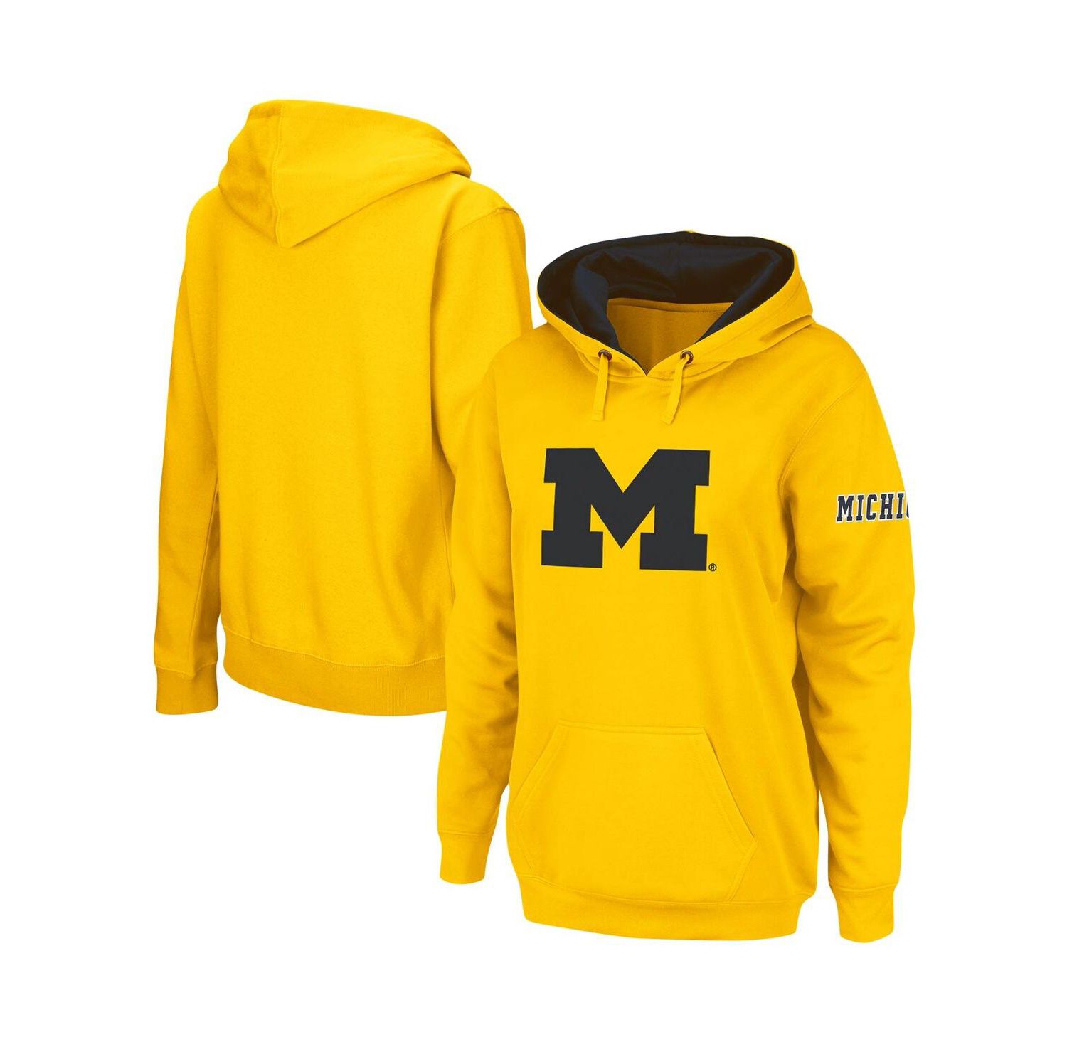 Women's Maize Michigan Wolverines Team Big Logo Pullover Hoodie