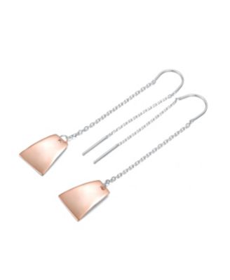 Stylish Sterling Silver with Rose Gold Plated Metals Dangling Earrings