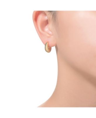 Sterling Silver 14K Gold Plated Clear Cubic Zirconia Mini Huggie Hoop Hinged Post Earrings