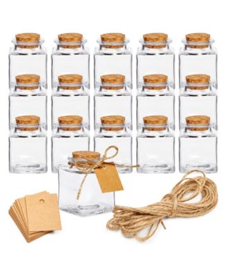 15 Pack Mini Glass Bottles with Cork Stoppers for Party Favors, Spices, 1.7 oz