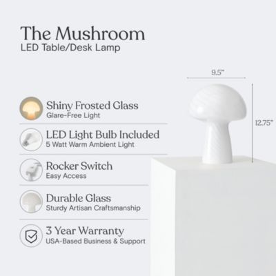 Mushroom Frosted Glass LED Table Lamp (13")