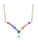 Genevive Sterling Silver Rainnbow Cubic Zirconia 
