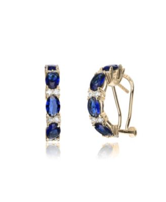 Dazzling Sterling Silver 14K Gold Plated with Colored Cubic Zirconia Half Hoop Earrings for Women