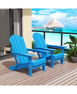 All-Weather Contoured Outdoor Poly Folding Adirondack Chair (Set of 2)