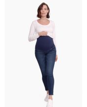 Crossover Panel Brushed Back Skinny Maternity Jeans - Isabel
