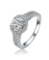 Genevive Sterling Silver Cubic Zirconia Halo Oval Cut Ring - Clear