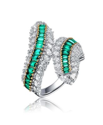 Unique Sterling Silver Dazzling Cubic Zirconia Bypass Ring