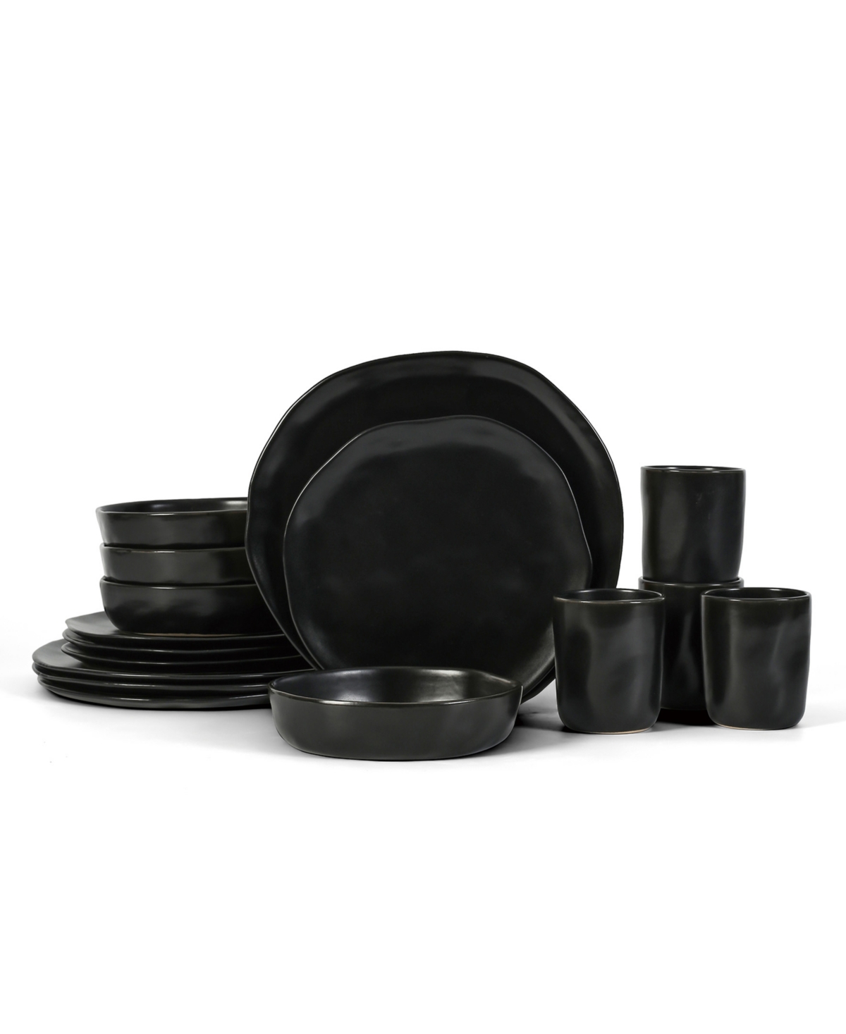 Stone By Mercer Project Hekonda Stoneware 16 Pc. Dinnerware Set, Service For 4 In Black