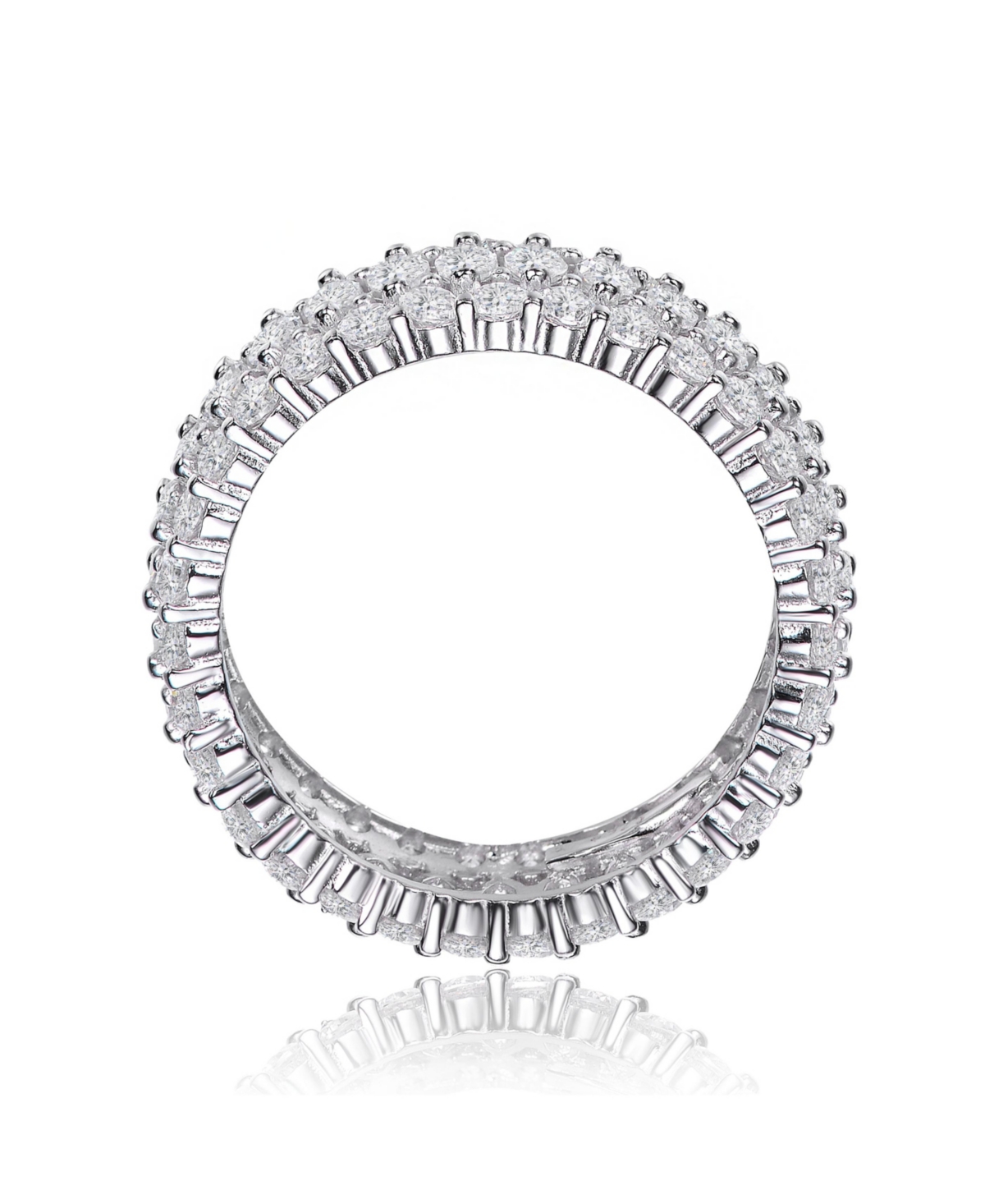 Genevive Sterling Silver White Gold PlatedRound and Marquise Cubic Zirconia Eternity Ring - Clear