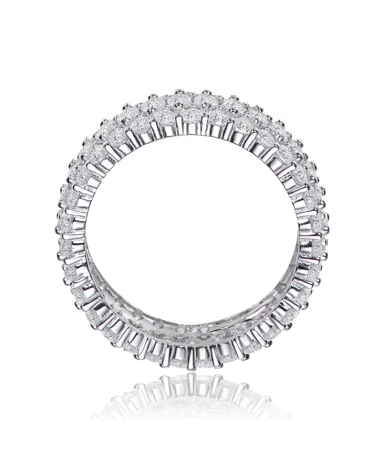 Sterling Silver White Gold Plated Brilliant 360-Degree CZ Ring
