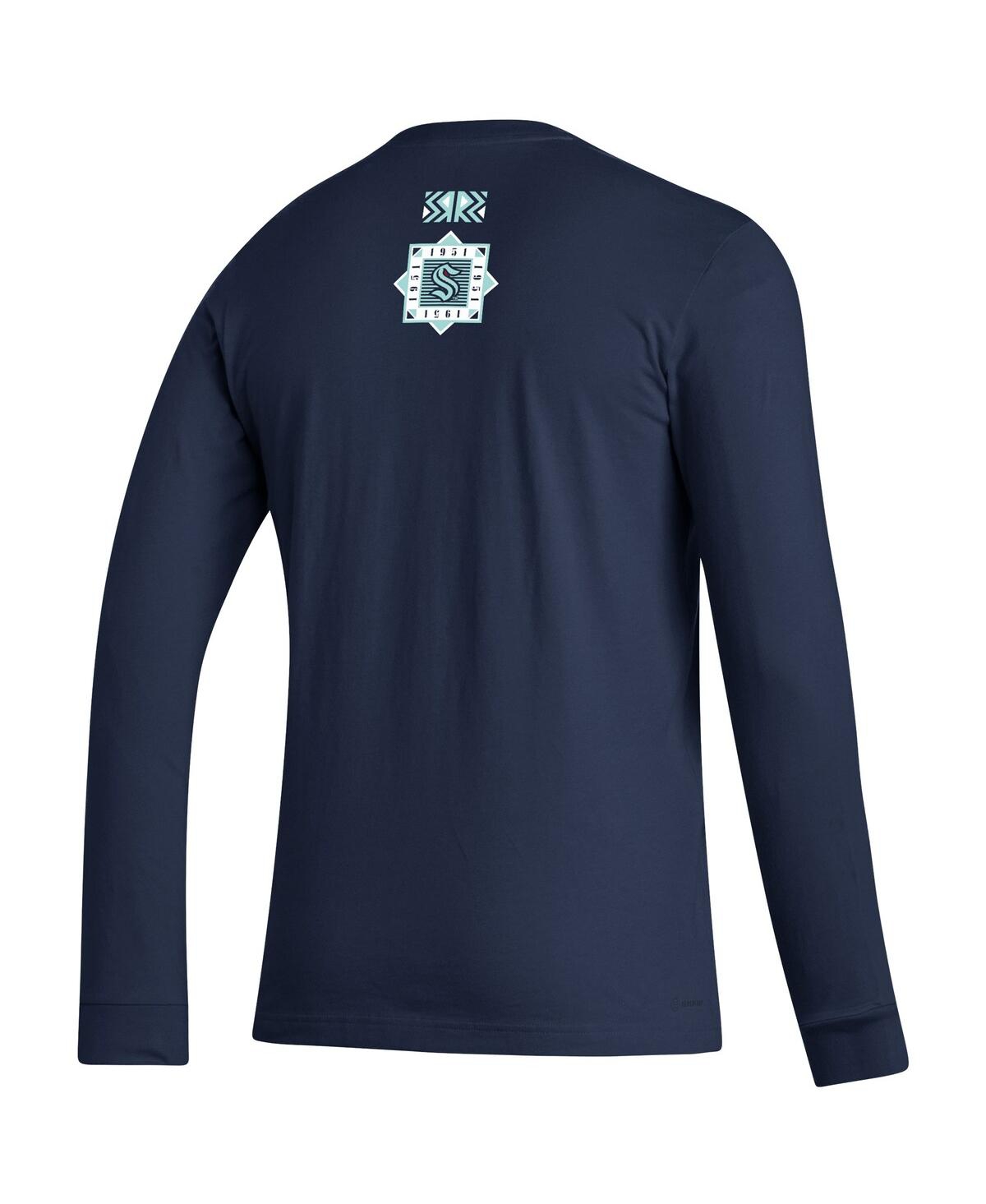Shop Adidas Originals Men's Adidas Navy Seattle Kraken Reverse Retro 2.0 Fresh Playmaker Long Sleeve T-shirt