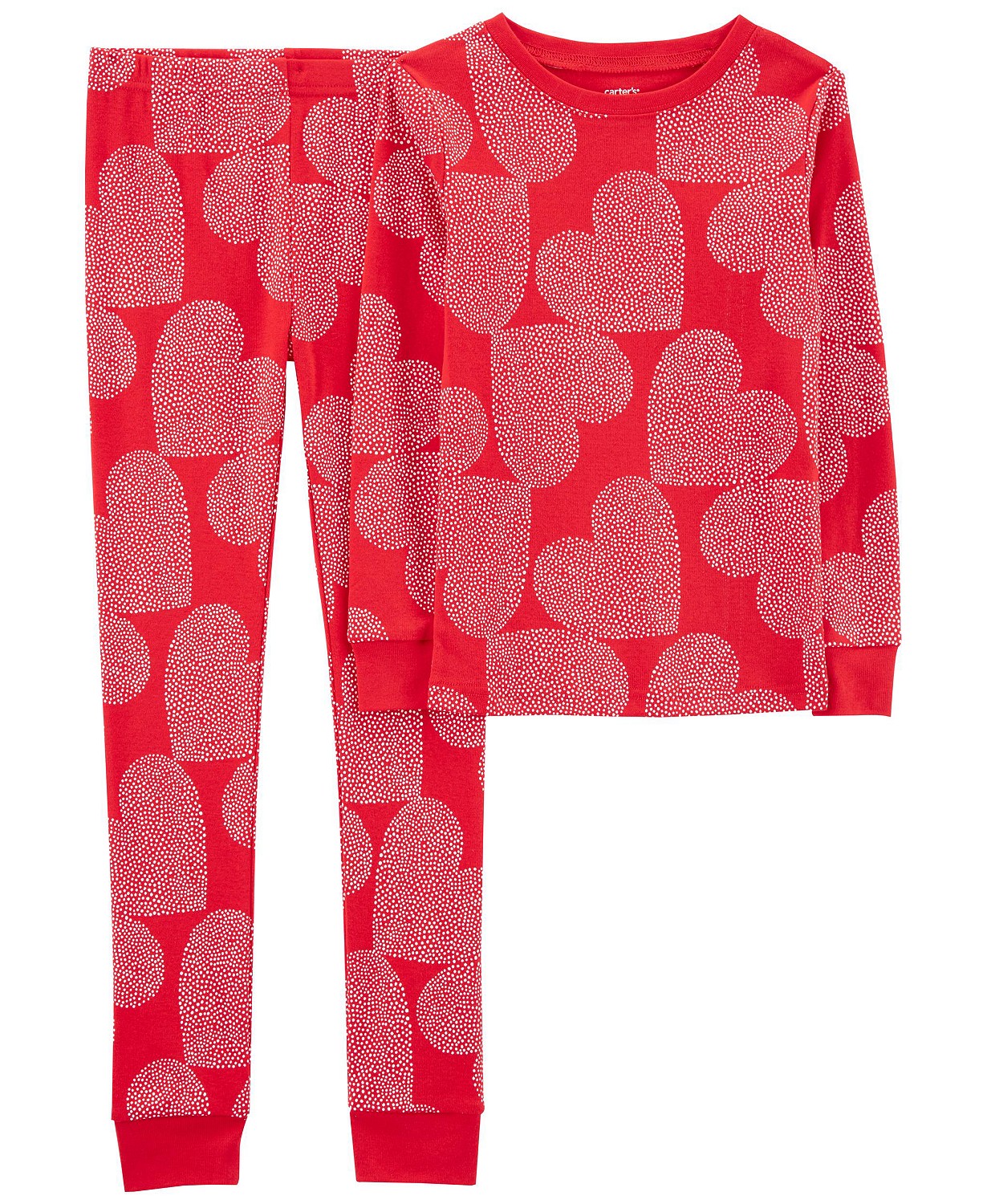 Little Boys and Girls Hearts Top and Snug Fit Pajamas, 2 Piece Set