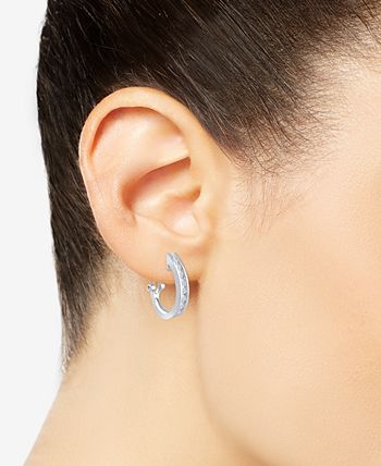 Macy's Diamond Channel-Set J-Hoop Earrings (1/2 Ct. t.w.) in 10K White or Yellow Gold