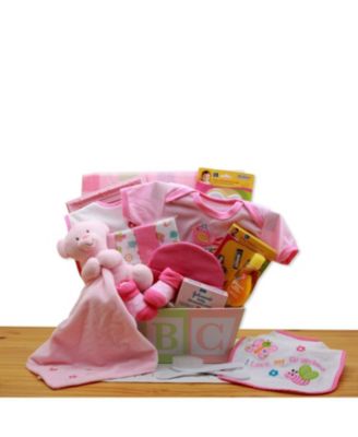 GBDS Easy As ABC New Baby Gift Basket Pink Baby Bath Set - Baby Girl ...