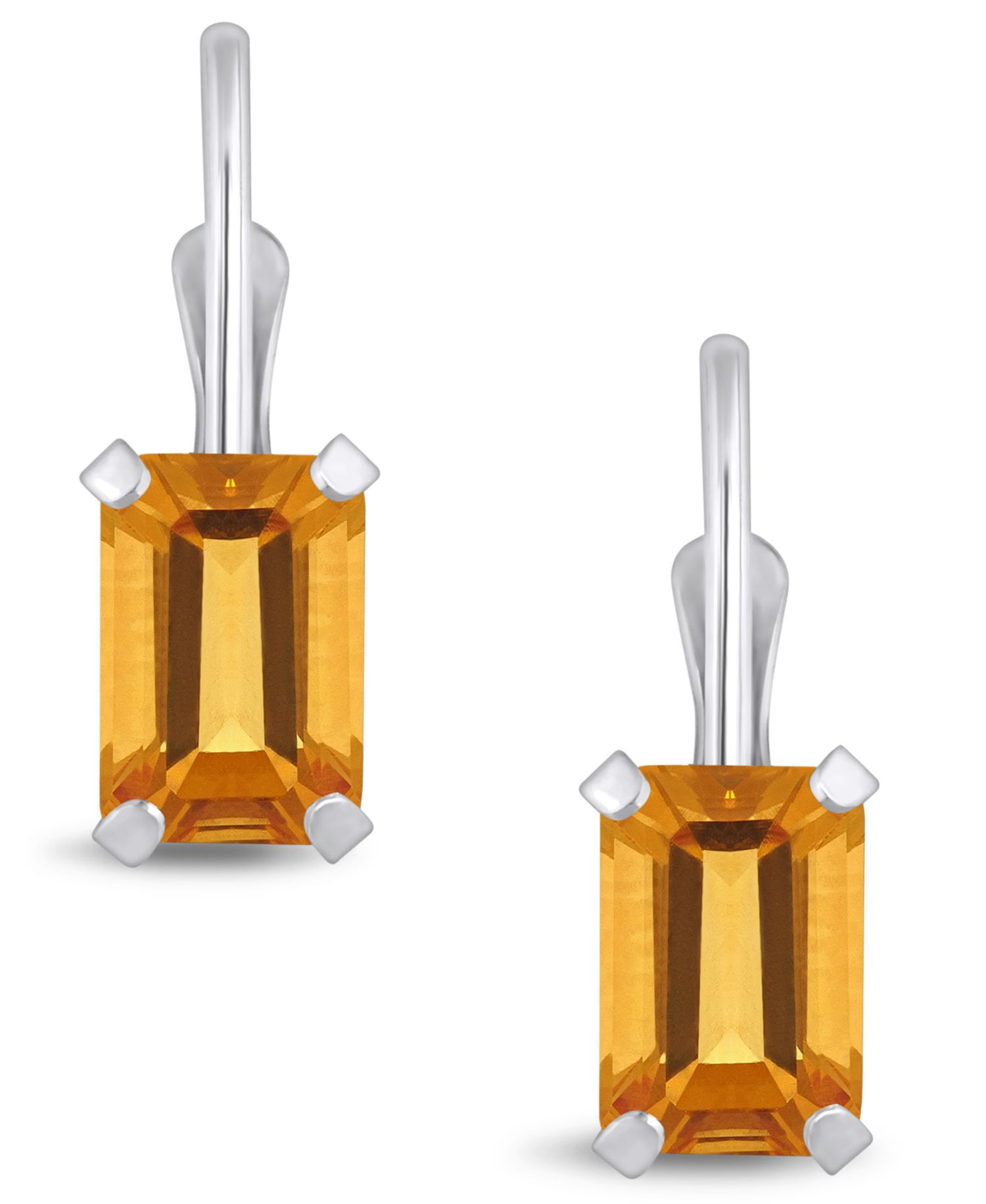 Gemstone Leverback Earrings in 10K White Gold